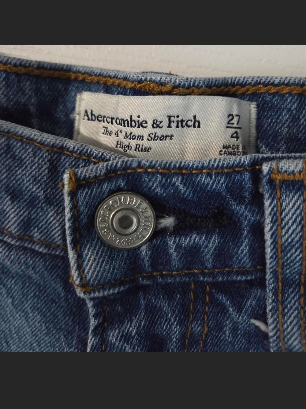 Abercrombie & Fitch Blue High-Rise Mom Jean Shorts